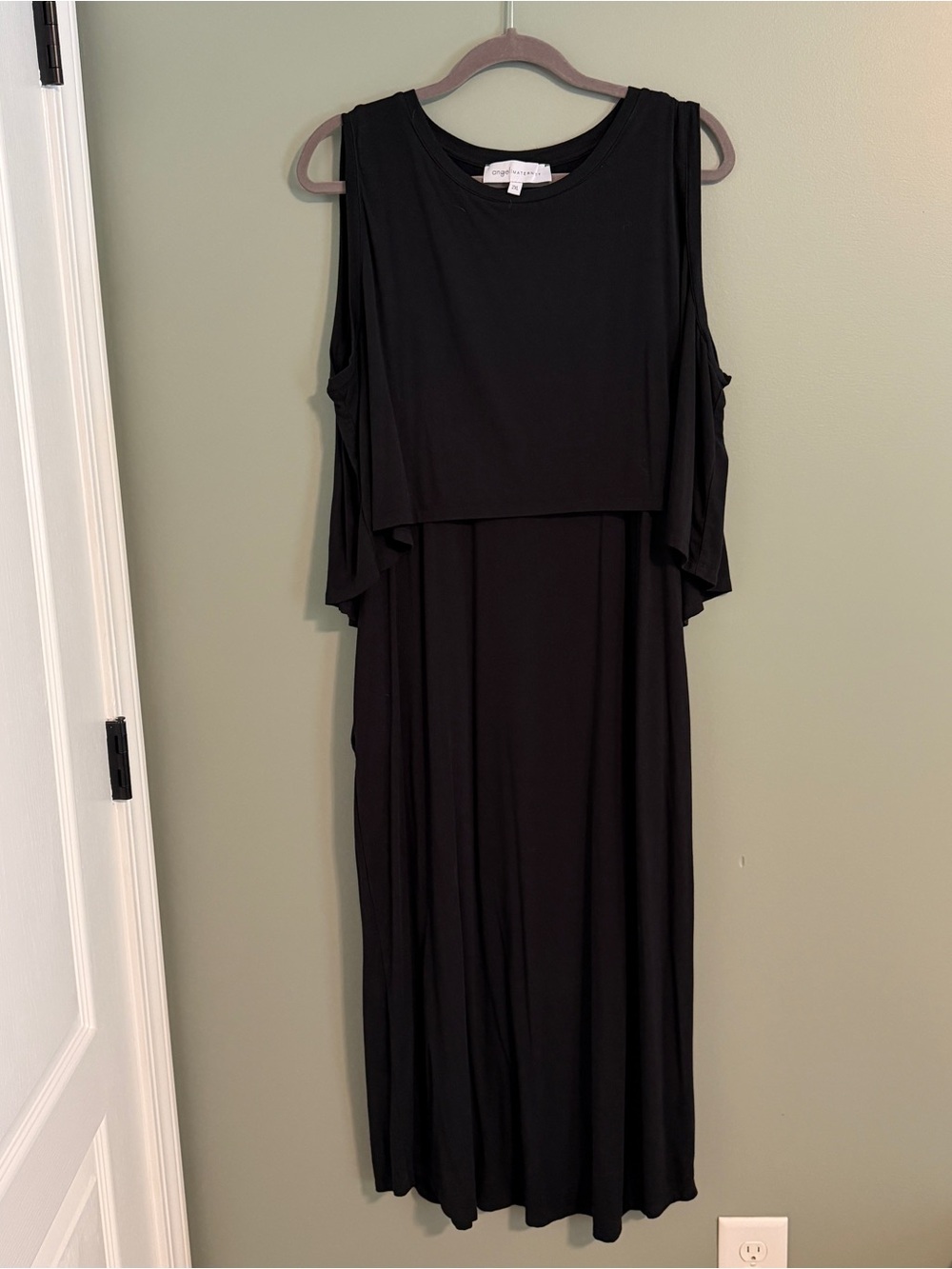 Angel Maternity Black Sleeveless Nursing Maxi Dress